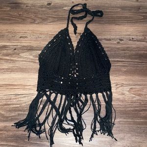 Knitted open back crop top